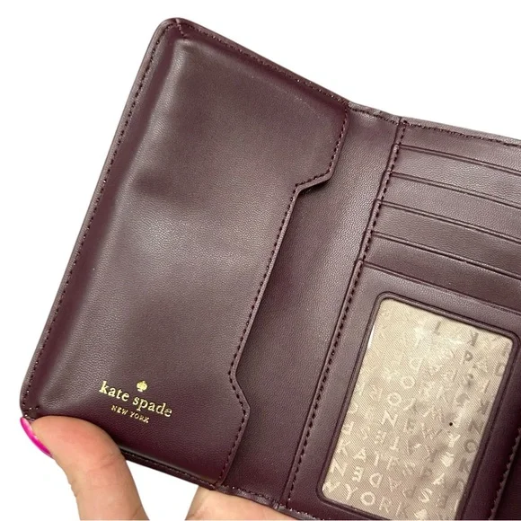 Kate Spade Laurel Way Glitter iPhone Wristlet Wallet Deep Plum Burgundy - Picture 5 of 10